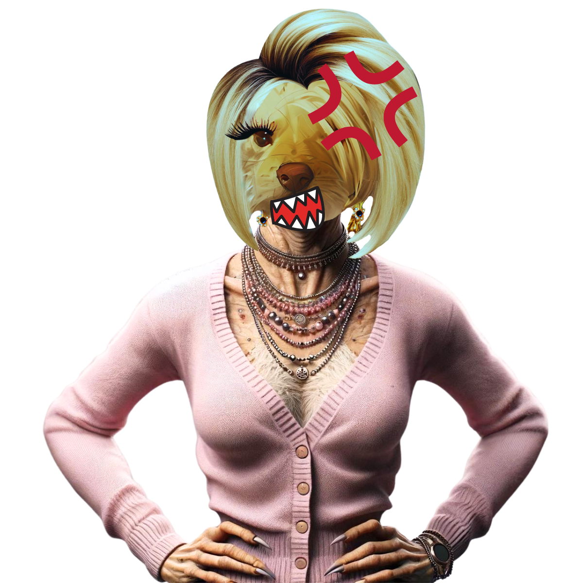 Angry Karen Doge, pink sleeves no background